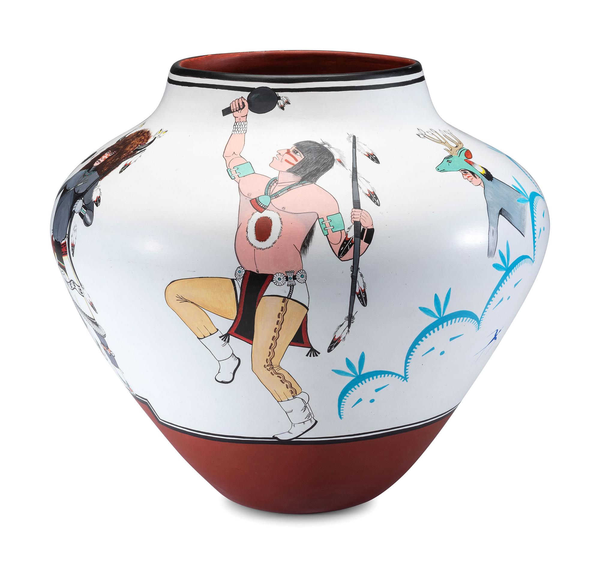 Polychrome Pottery Jar, with Buffalo Dancers