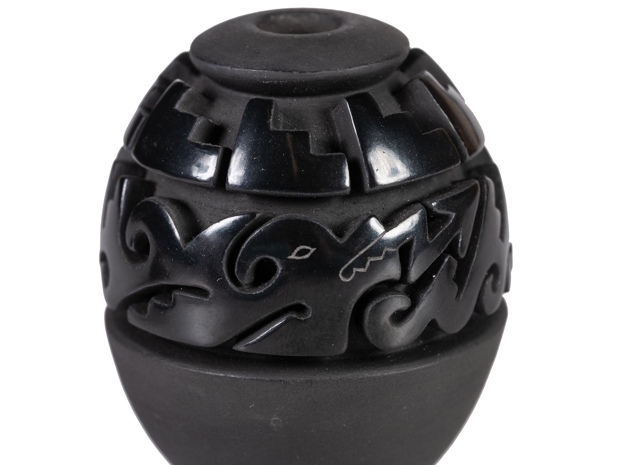Miniature Carved Blackware Pottery