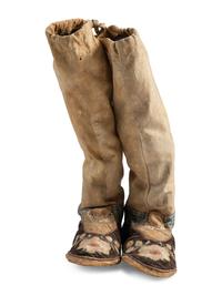 Cree Moosehair Embroidered Boot Moccasins and Vest