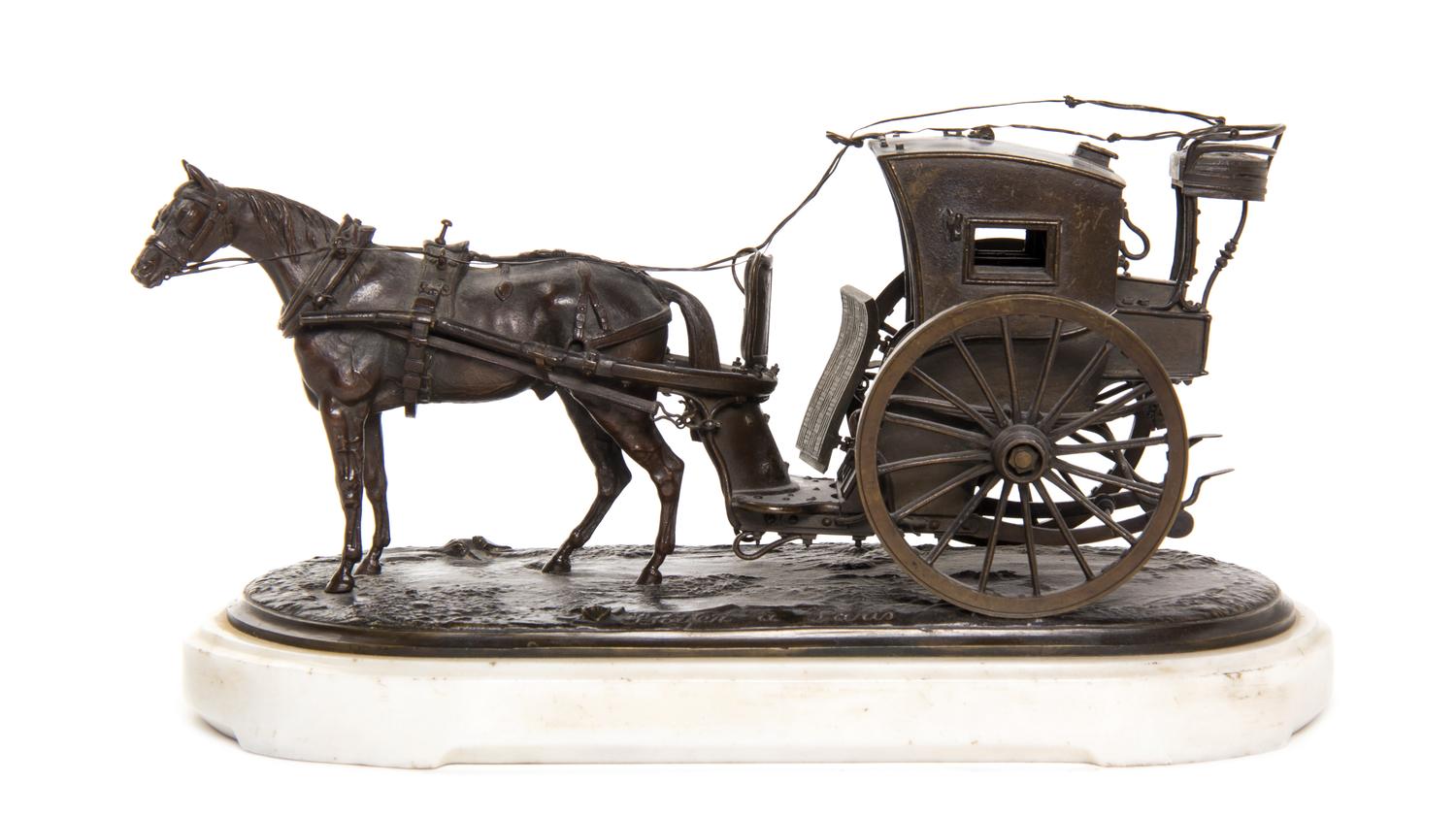 A French Bronze Figural Group, Width overall 11 inches.