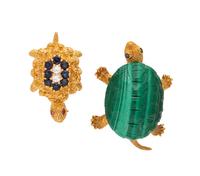 COLLECTION OF YELLOW GOLD TURTLE BROOCHES