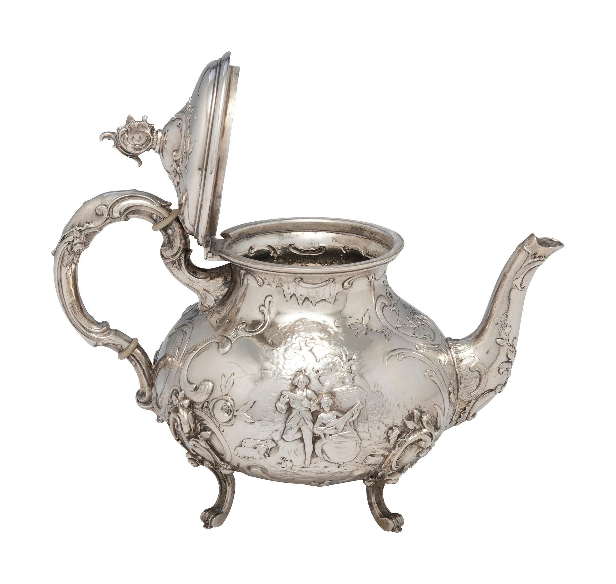 A German Hanau Silver Teapot