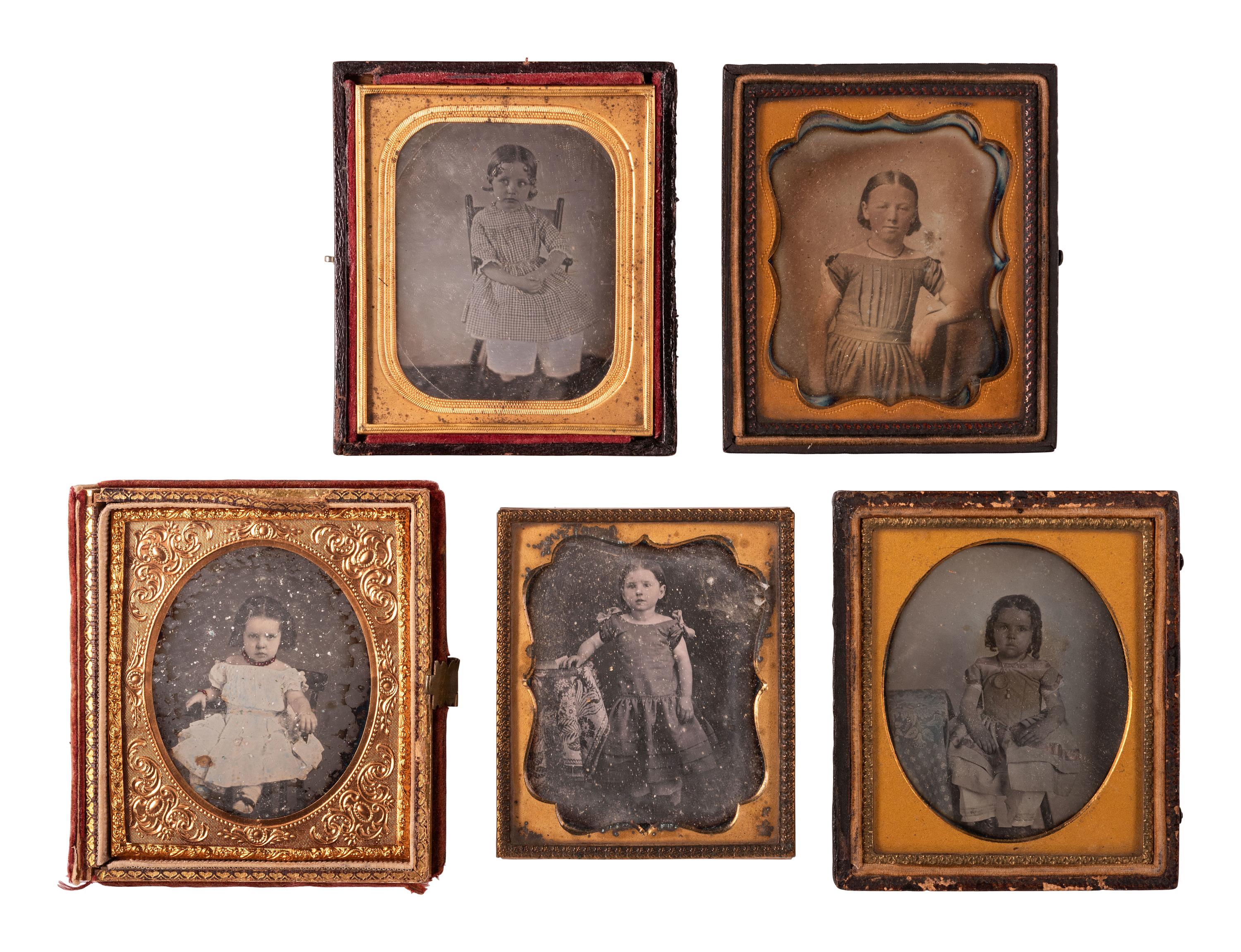 [EARLY PHOTOGRAPHY]. 37 sixth plate daguerreotypes and ambrotypes of young girls.