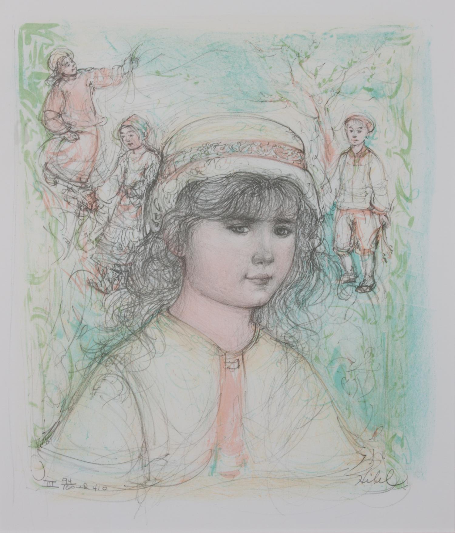 Edna Hibel, (American, 1917-2015), Portrait of Young Girl