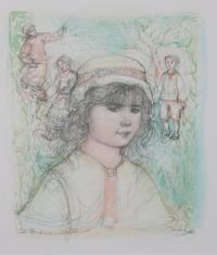 Edna Hibel, (American, 1917-2015), Portrait of Young Girl