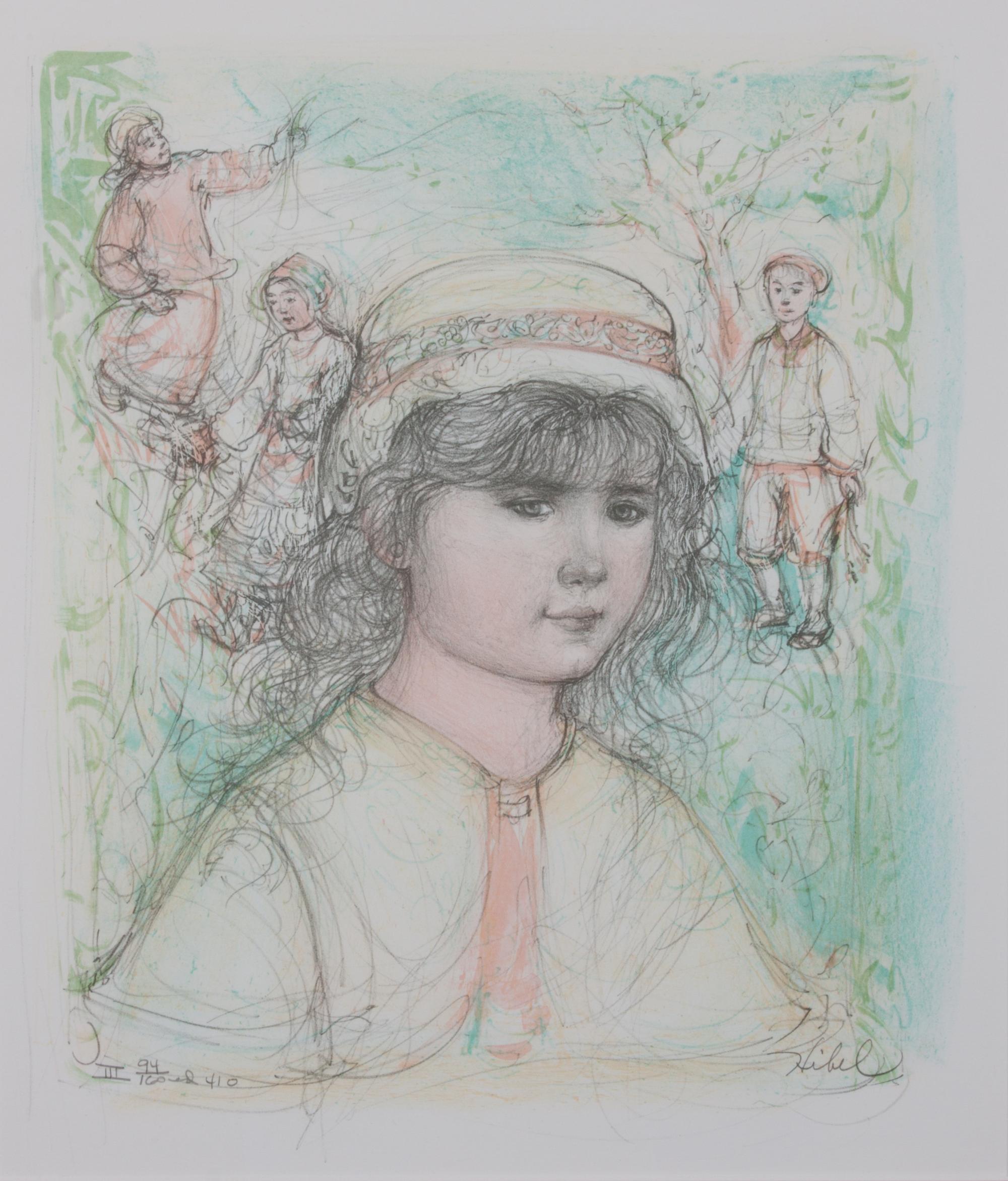 Edna Hibel, (American, 1917-2015), Portrait of Young Girl