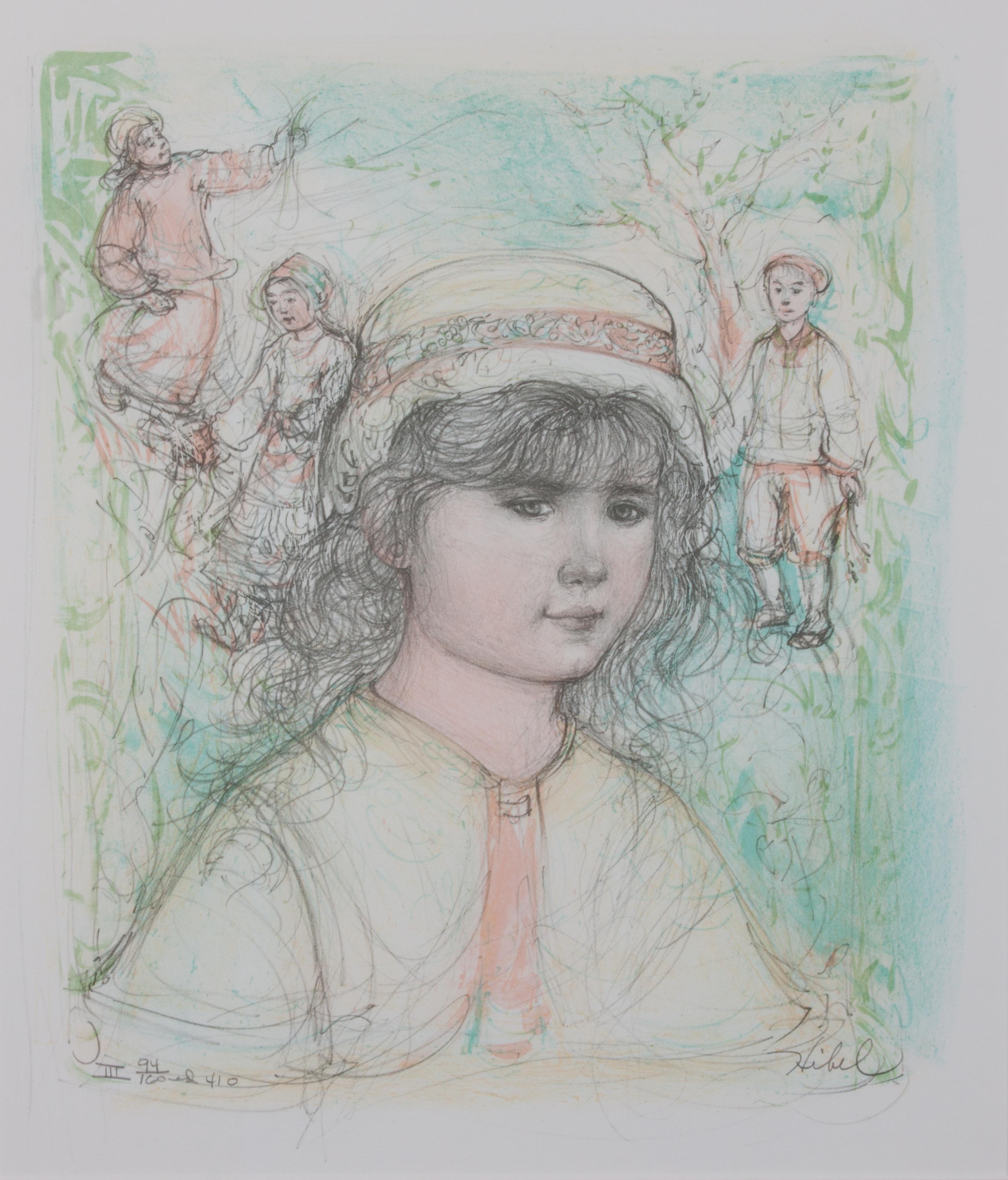 Edna Hibel, (American, 1917-2015), Portrait of Young Girl