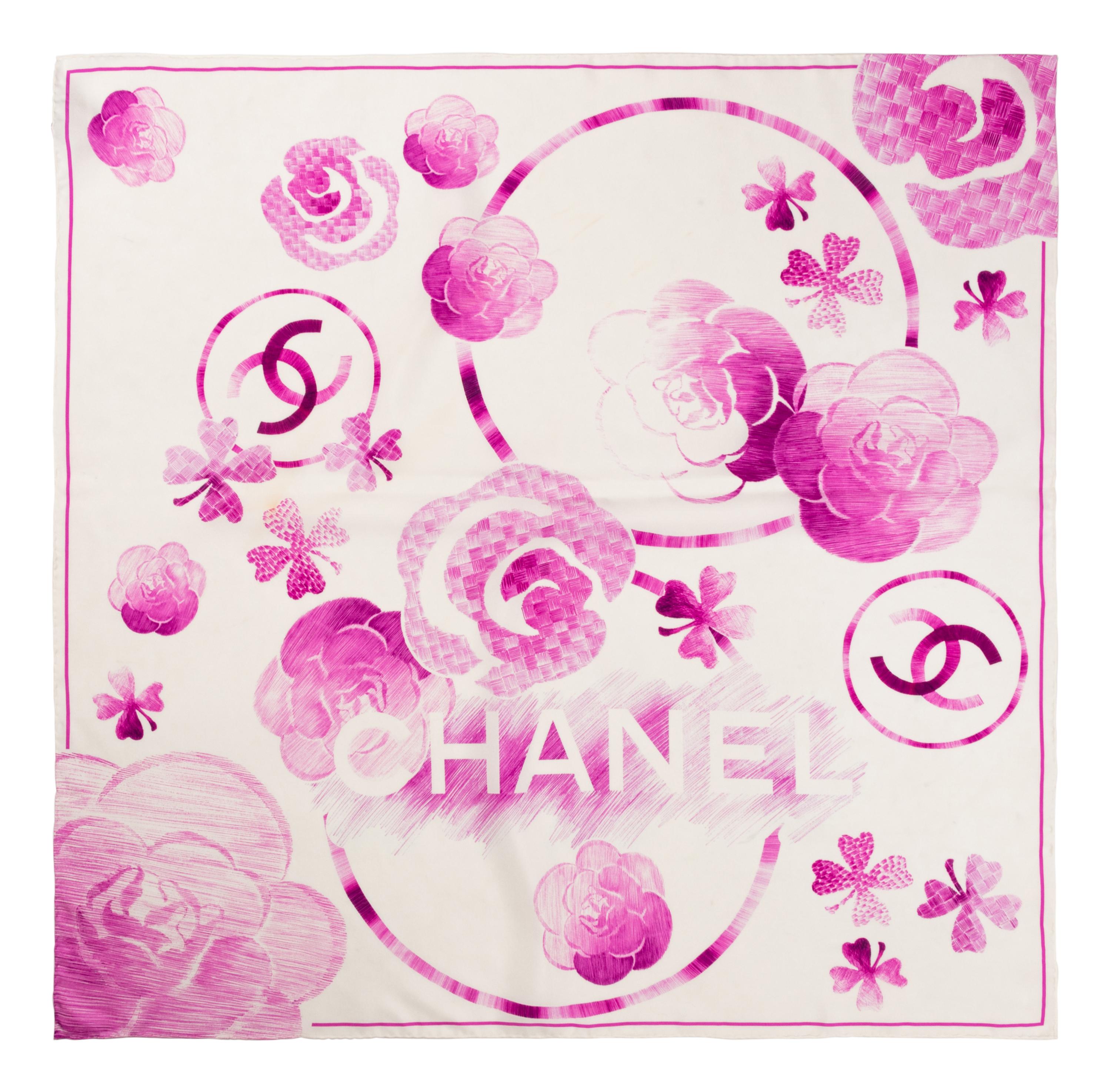 Group of Four Designer Silk Scarves: Two Hermès, One Chanel, One Cartier