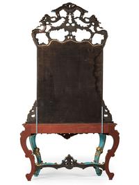 A Painted Italian Baroque Style Console Table and Mirror