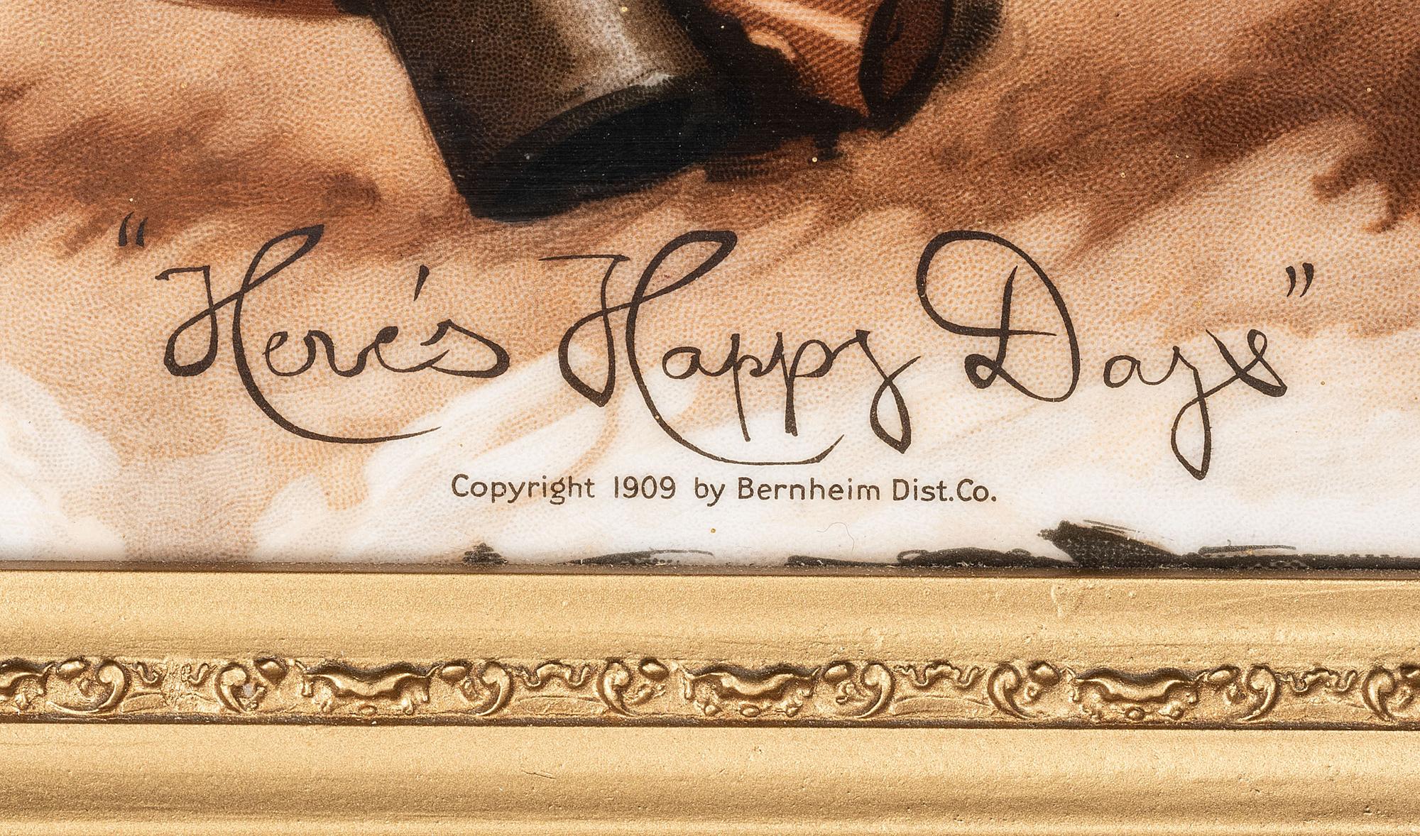A 'Here's Happy Days' Painted Vitrolite Advertising Panel for I.W. Harper Whiskey