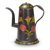 Painted and decorated tinware coffeepot Pennsylvania, 19th century