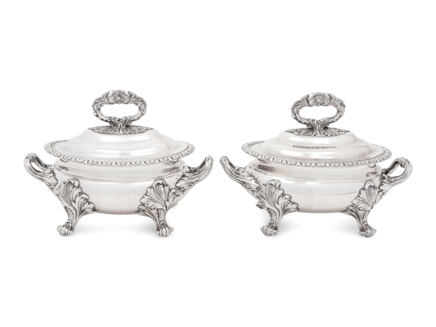 A Pair of Victorian Silver-Plate Sauce Tureens