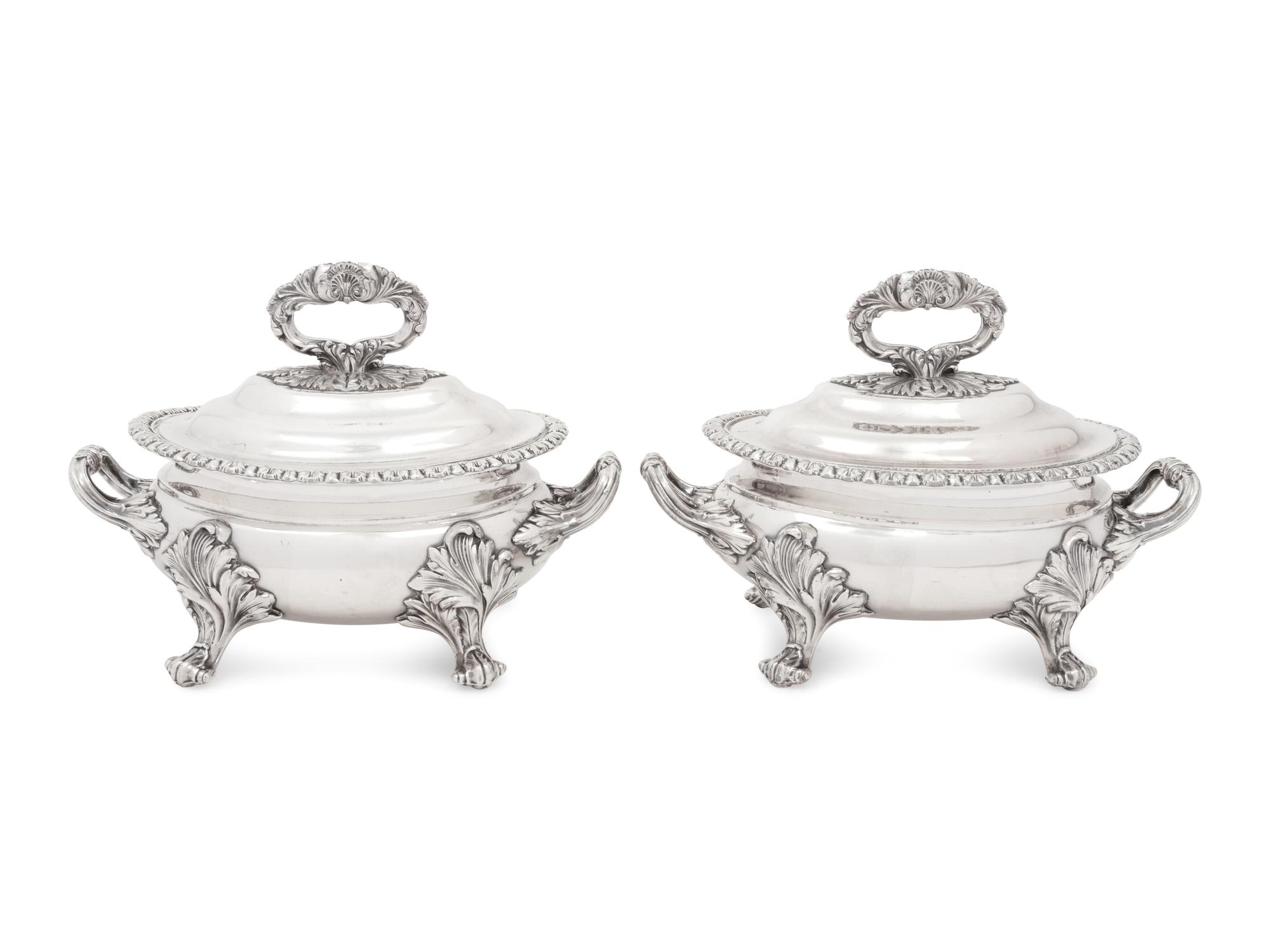 A Pair of Victorian Silver-Plate Sauce Tureens