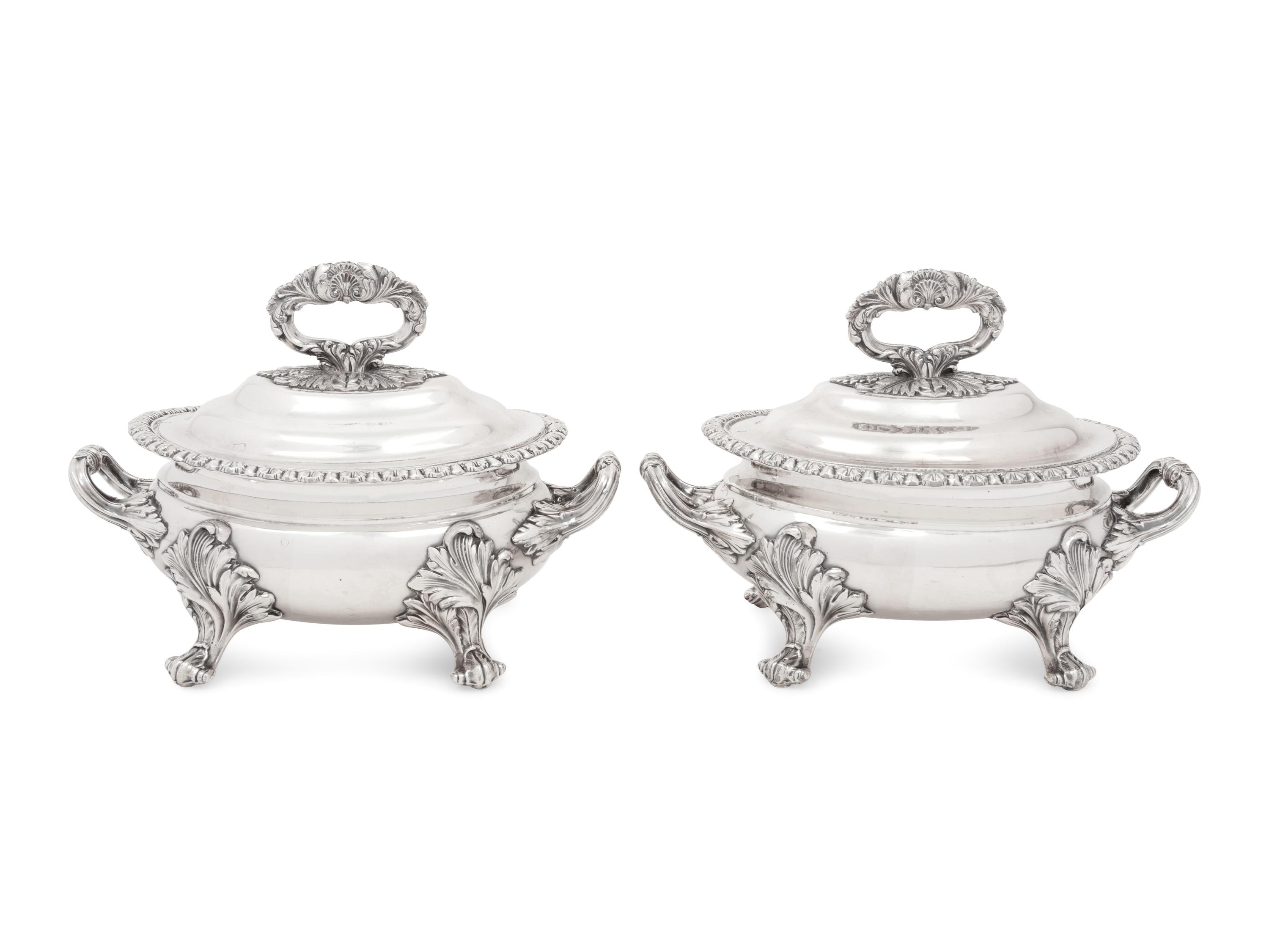 A Pair of Victorian Silver-Plate Sauce Tureens