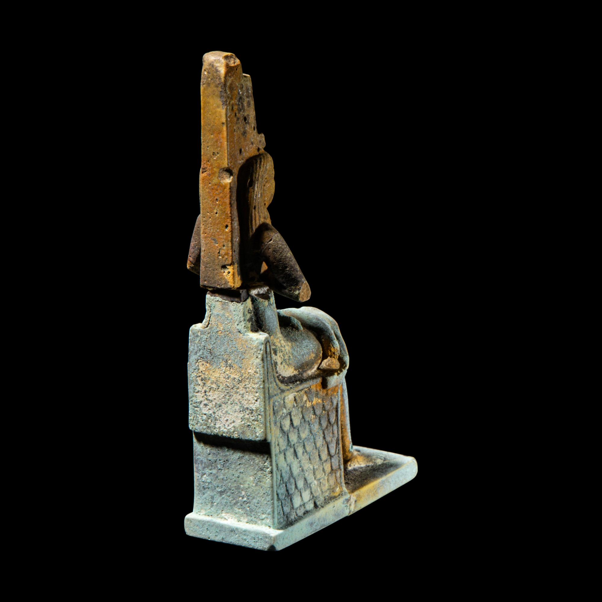 Three Egyptian Faience Isis Fragments and a Djed Pillar