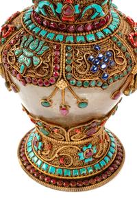 A Pair of Jeweled Gilt Filigree and Rock Crystal Teapots