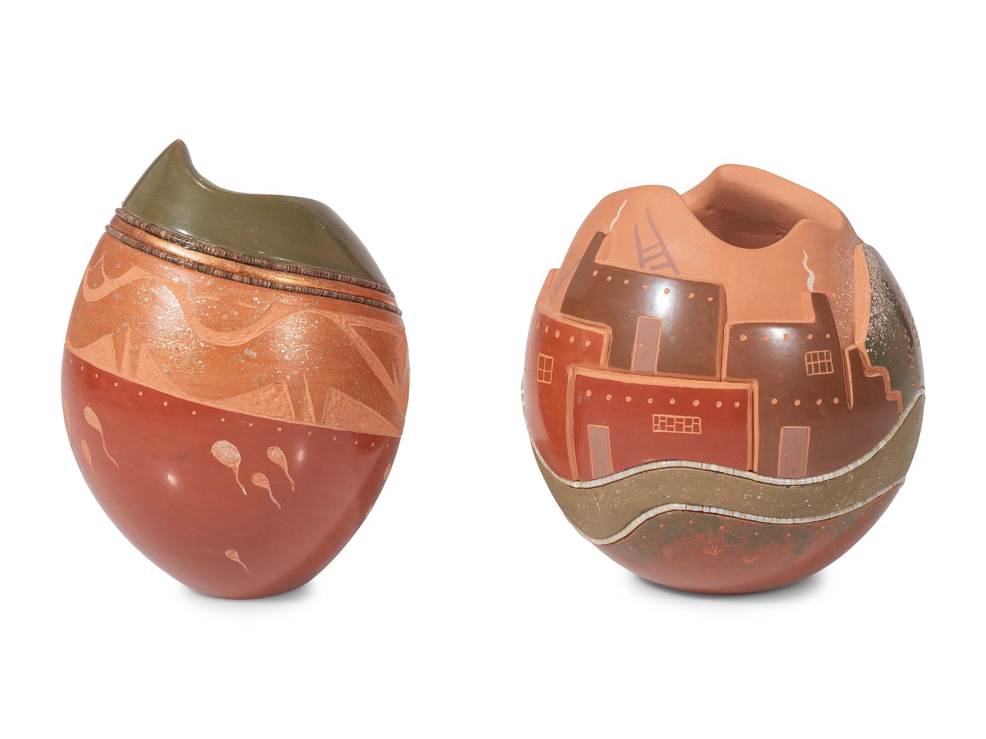 Polychrome Pottery Vases