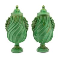 A Pair of Continental Ceramic Covered Urns