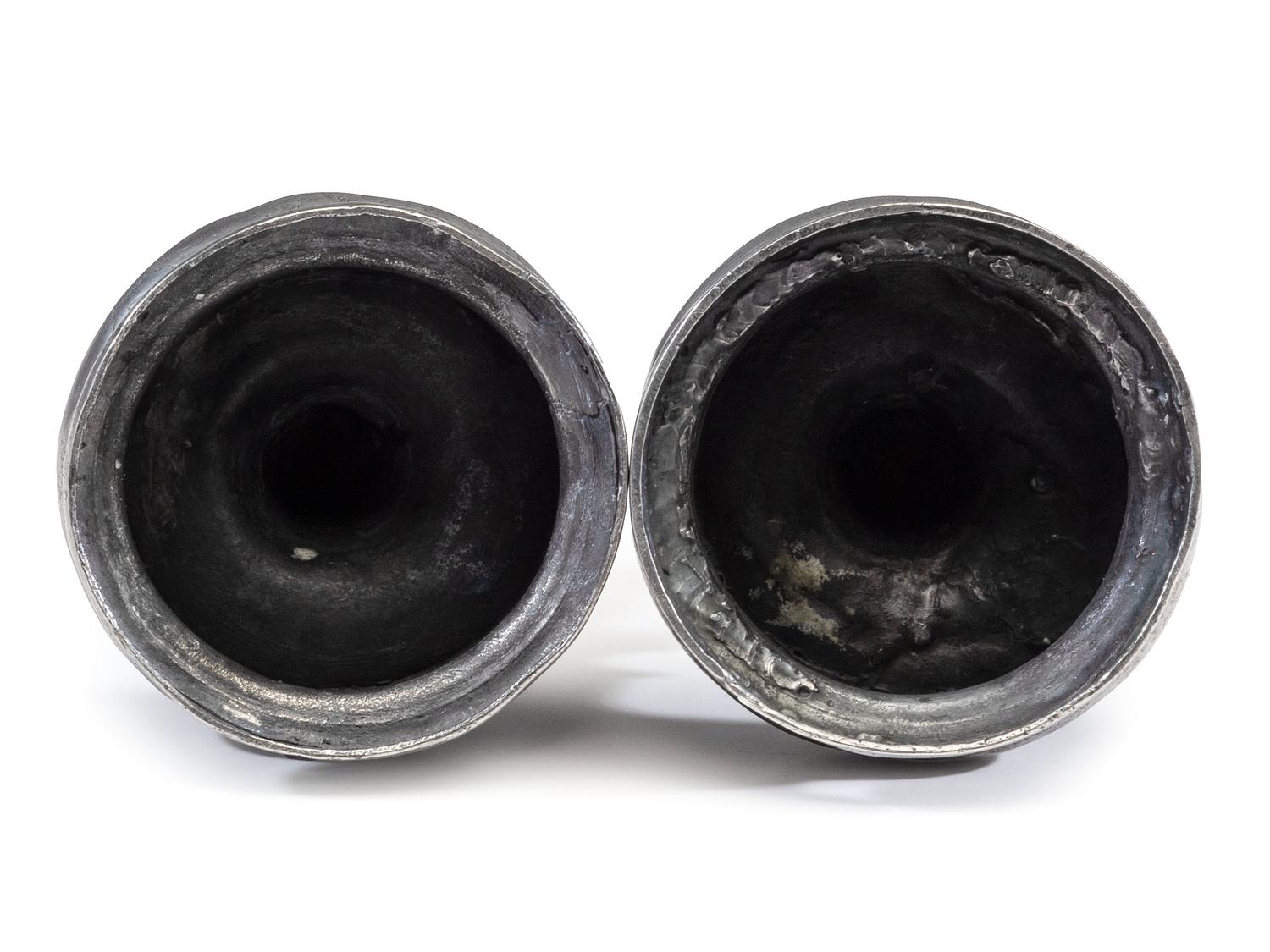 A Pair of Portuguese Pewter Tapersticks, 17th Century