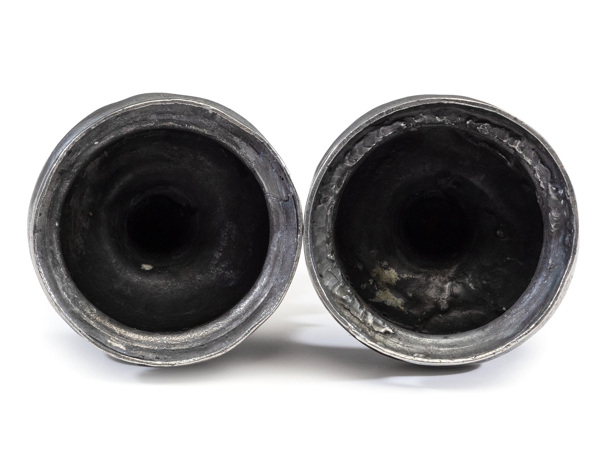 A Pair of Portuguese Pewter Tapersticks, 17th Century