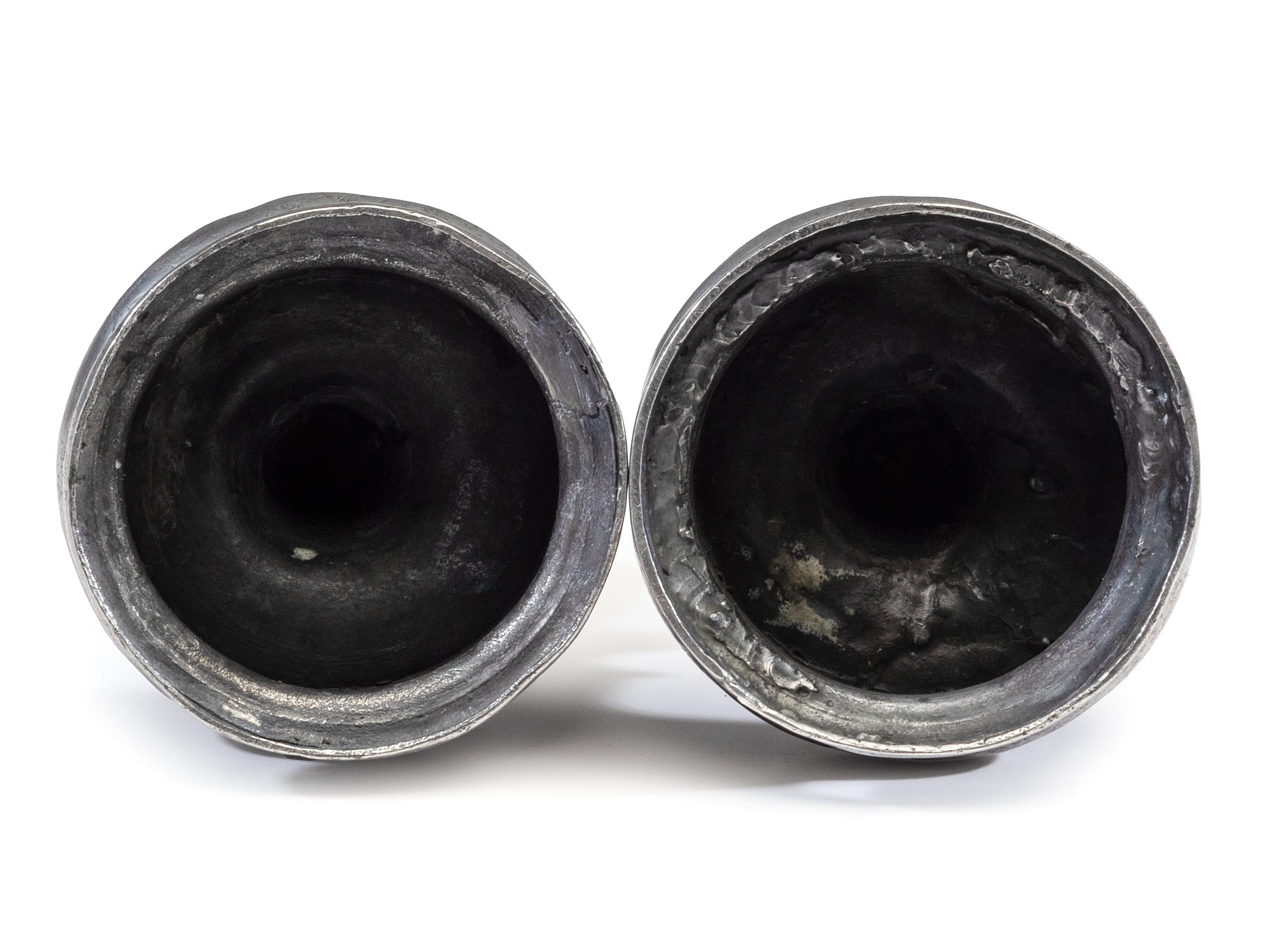A Pair of Portuguese Pewter Tapersticks, 17th Century