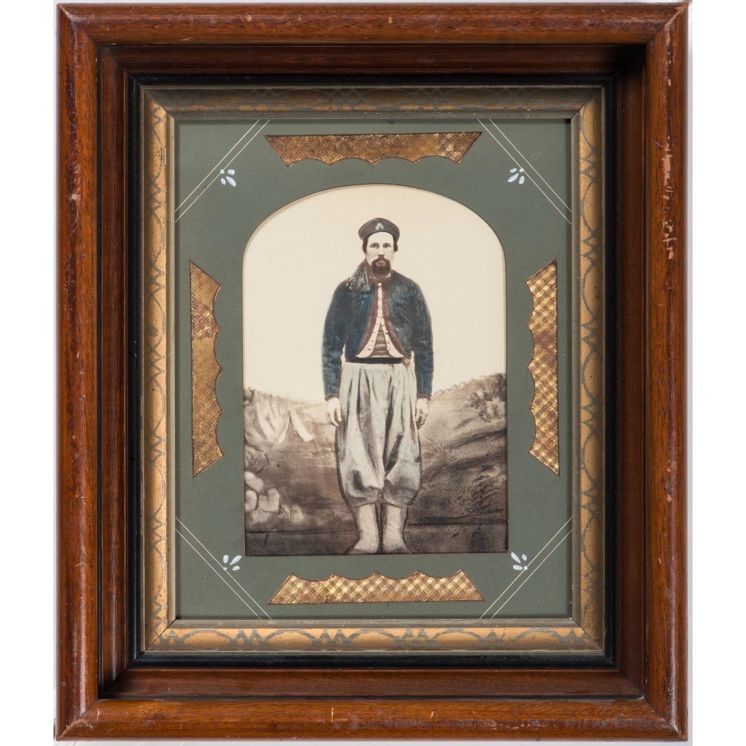 Civil War Hand-Tinted Albumen Photograph of Possible 76th Pennsylvania Zouave