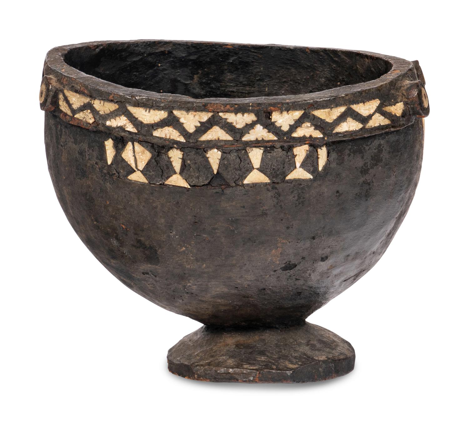An Oceanic Wooden Ceremonial Inlaid Bowl