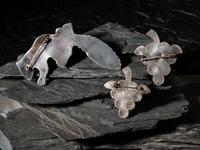 Taxco Sterling Silver Squirrel and Grape Cluster Pins / Brooches