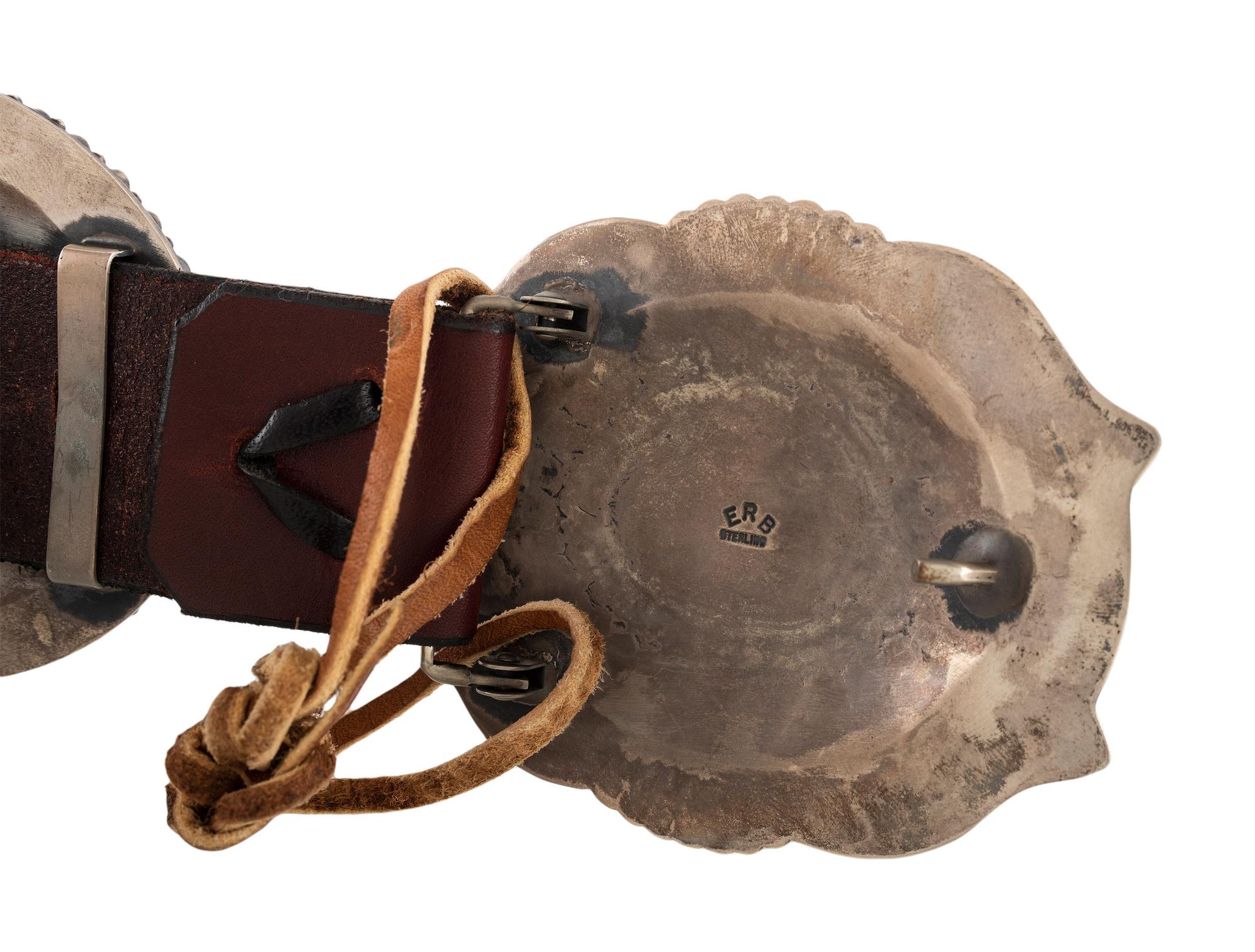 Sterling Silver and Coral Cluster Concha Belt