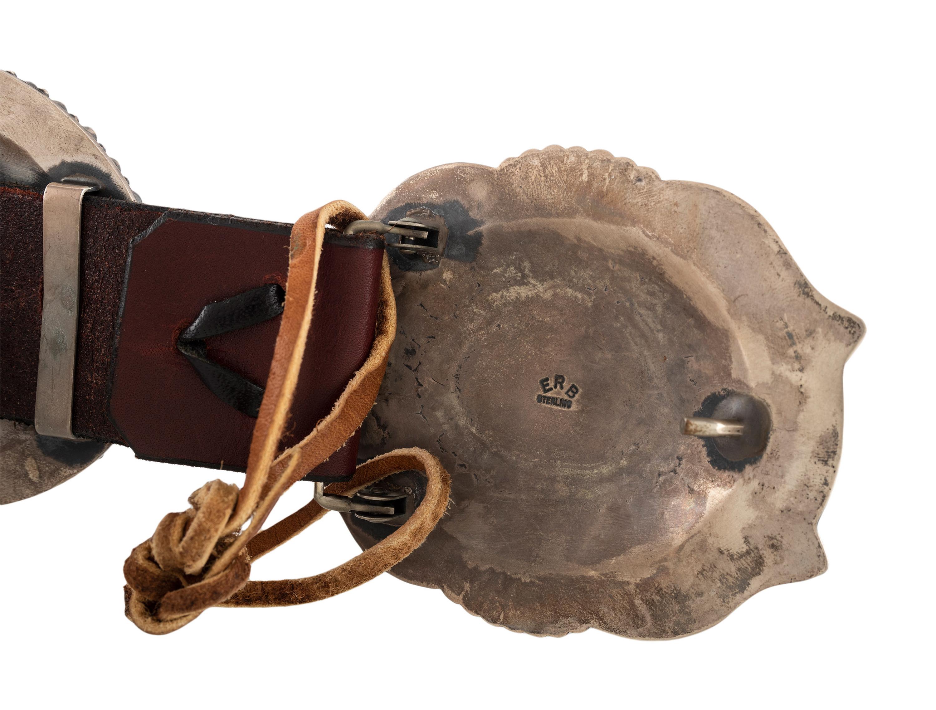 Sterling Silver and Coral Cluster Concha Belt