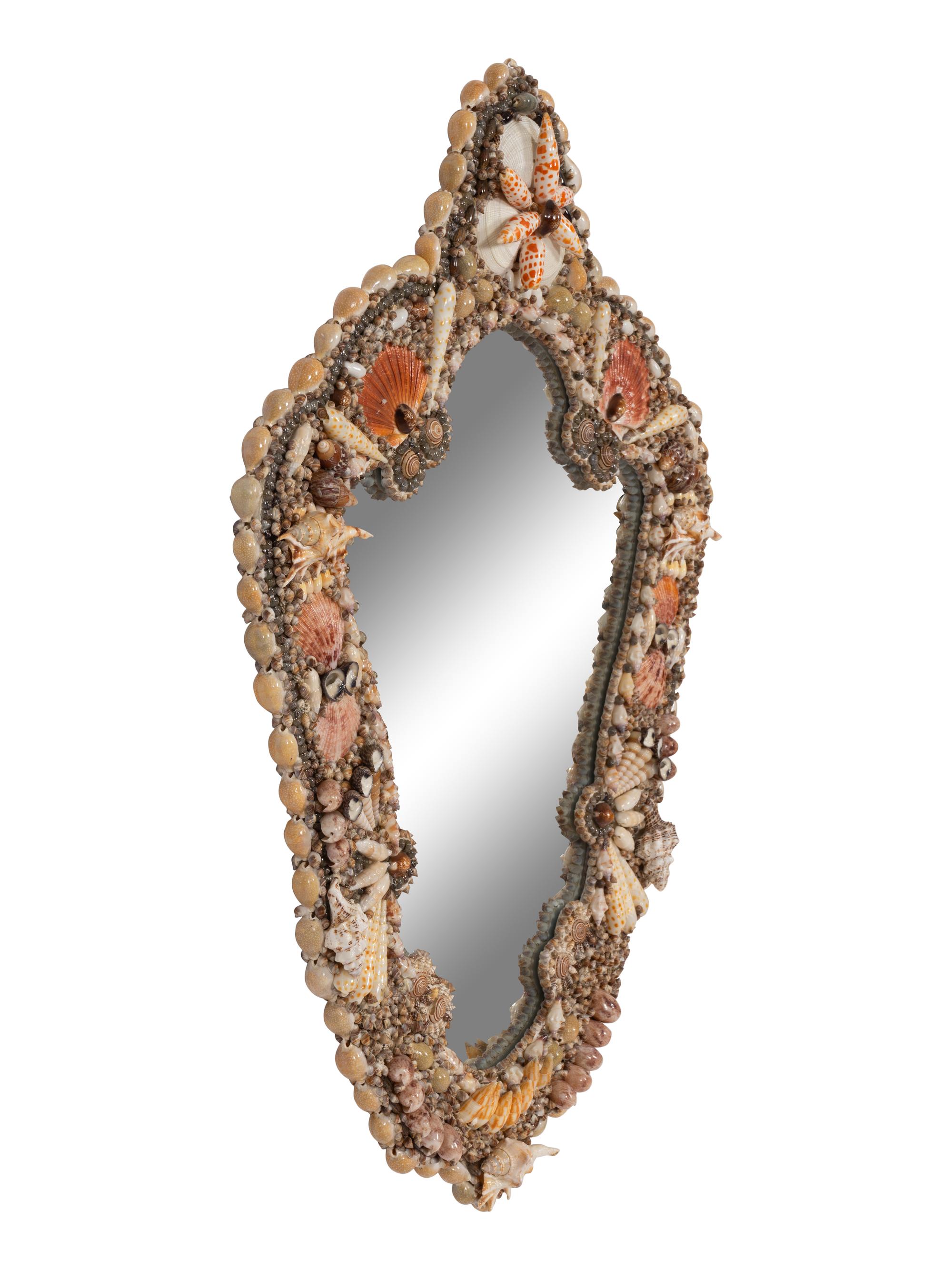 A Cartouche Form Shellwork Mirror