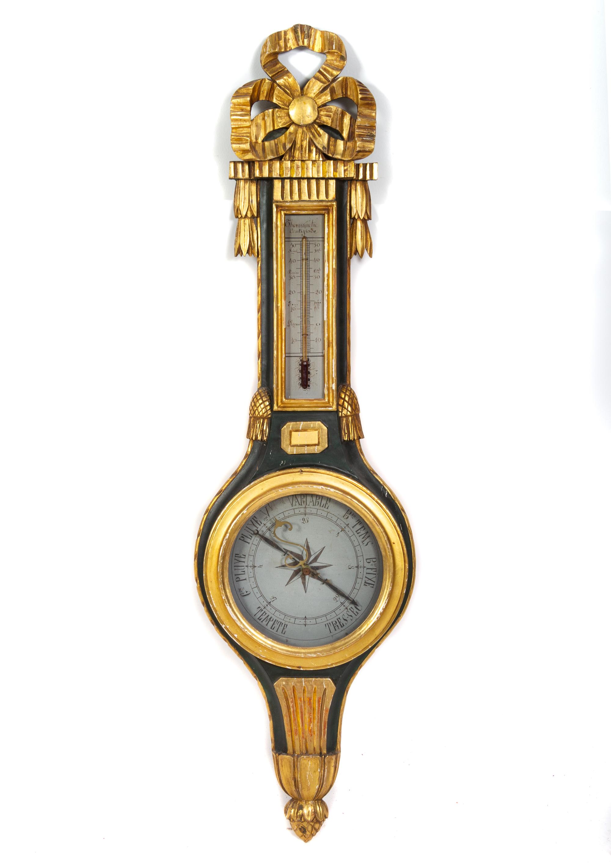 A French Painted and Parcel Gilt Barometer