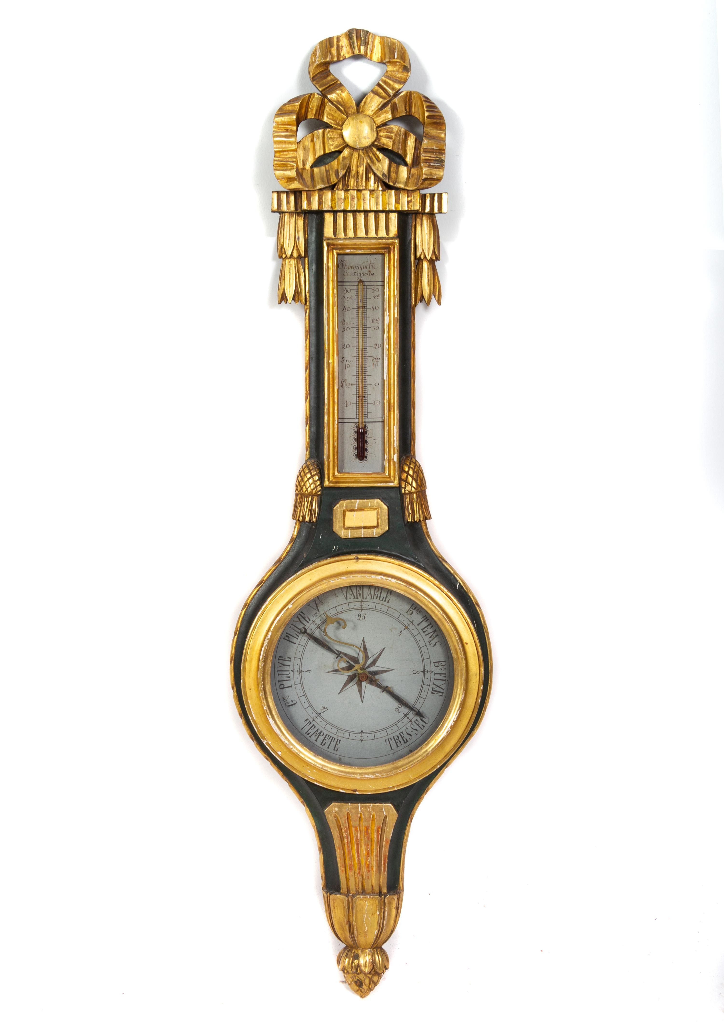 A French Painted and Parcel Gilt Barometer