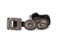 Heavily Stamped Silver Concha Belt, with Heart-shaped Repoussé