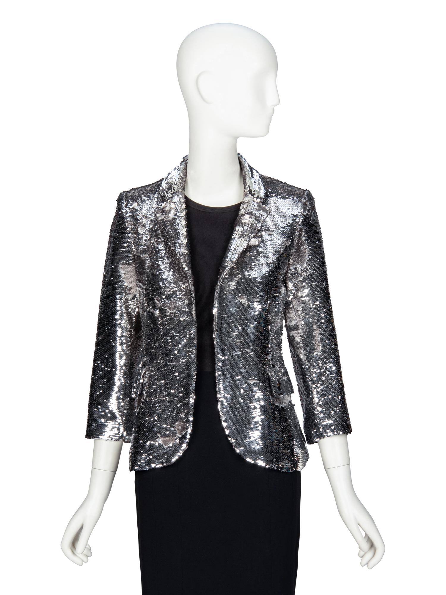 LIBERTINE, SILVER SEQUINED TAILORED JACKET