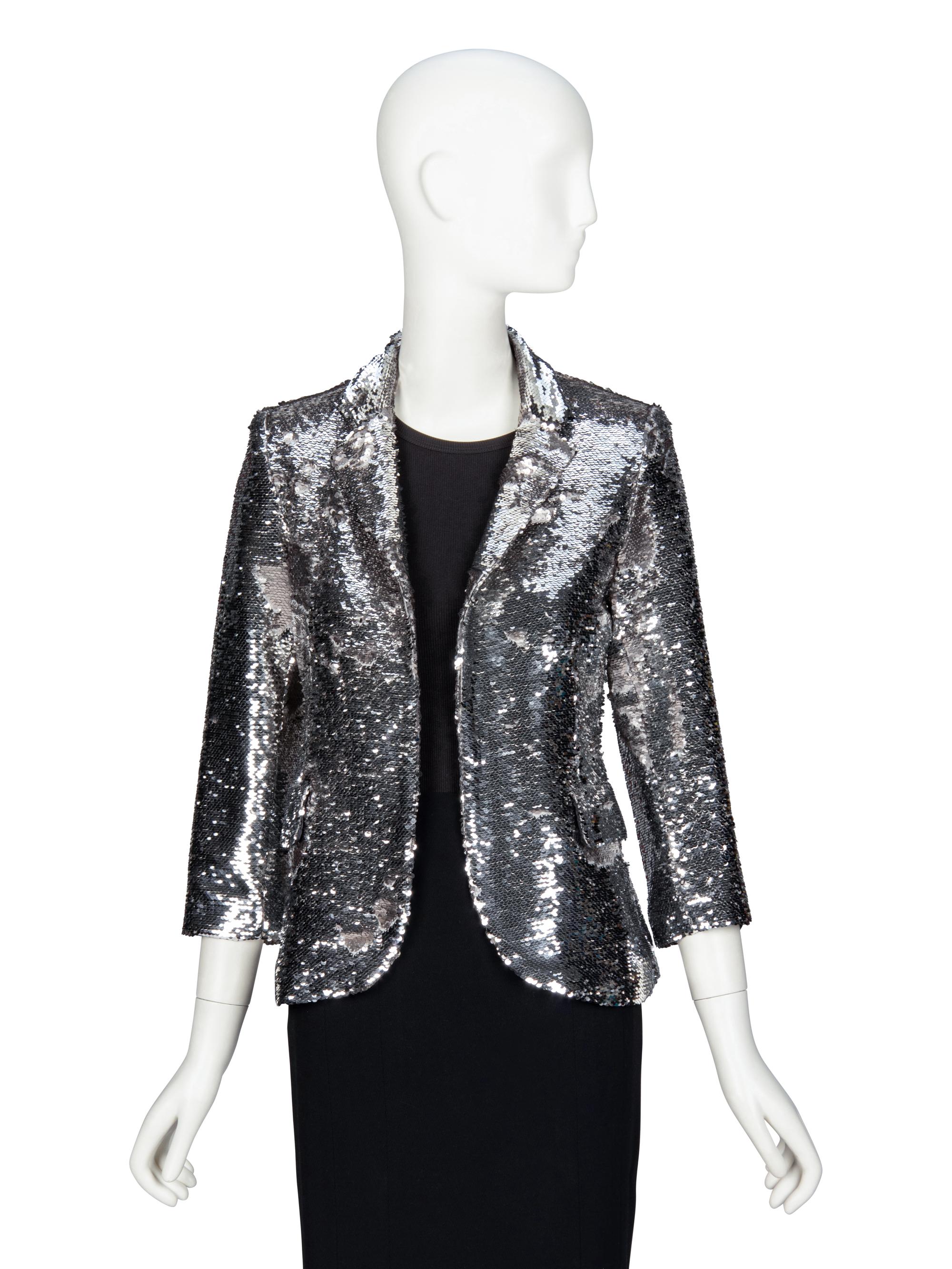 LIBERTINE, SILVER SEQUINED TAILORED JACKET