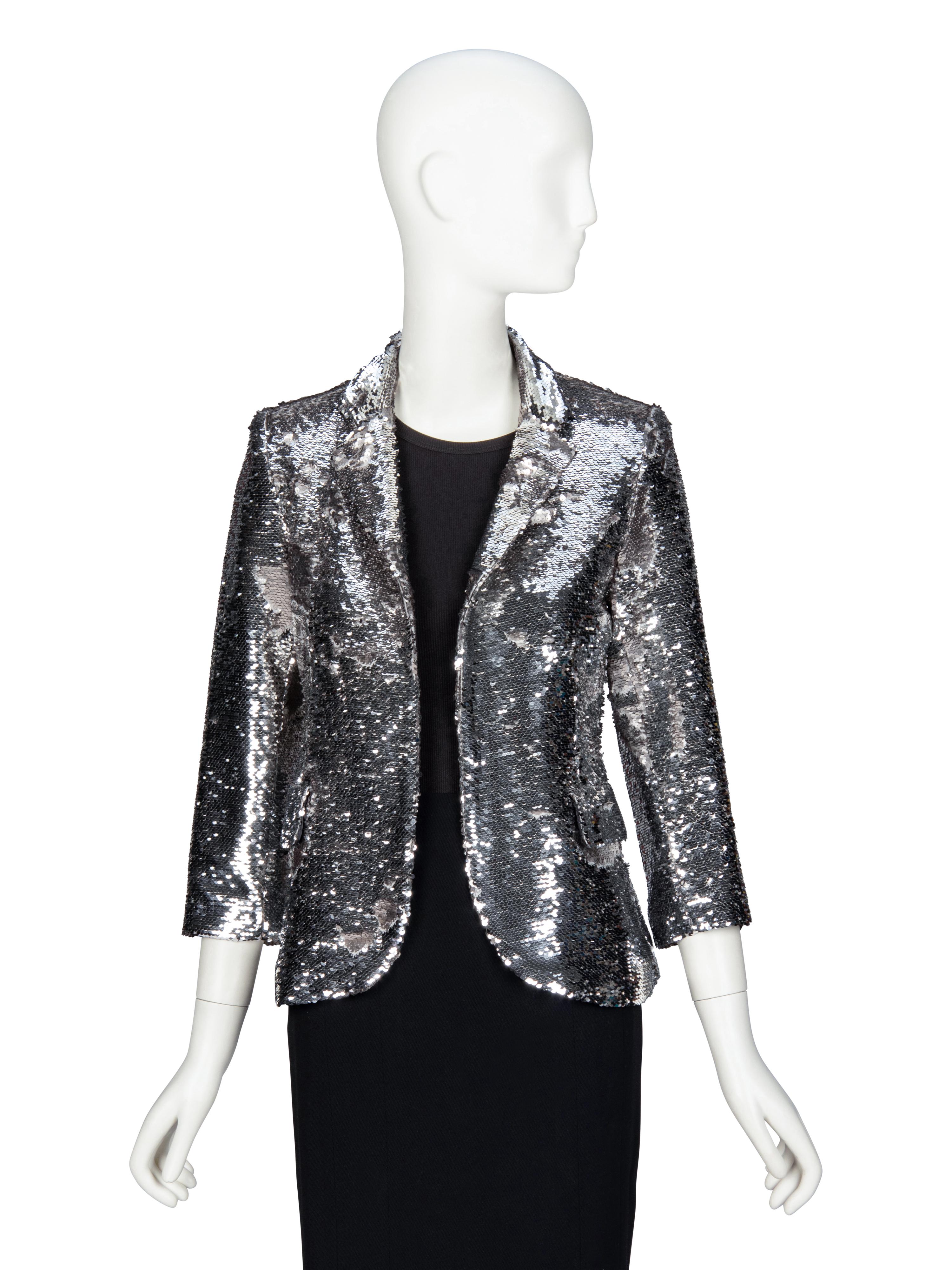 LIBERTINE, SILVER SEQUINED TAILORED JACKET