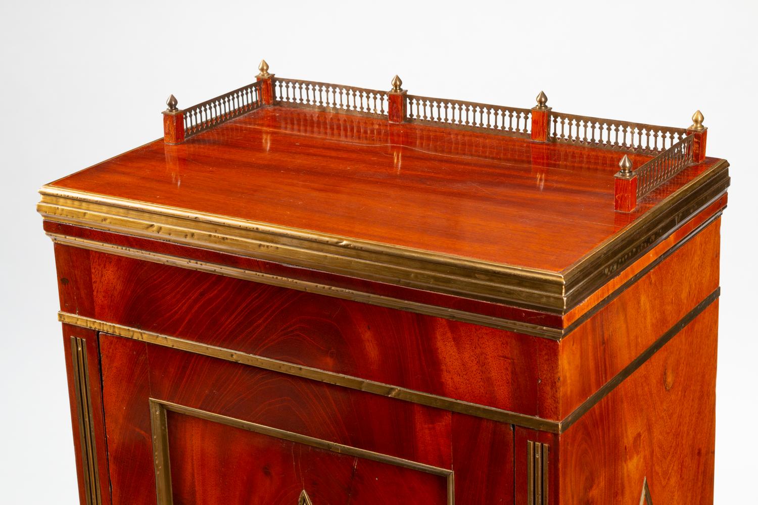 A Russian Brass Mounted Mahogany Pedestal Cabinet