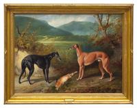 Three Greyhounds; together with Two Greyhounds with a Hare (A Pair)