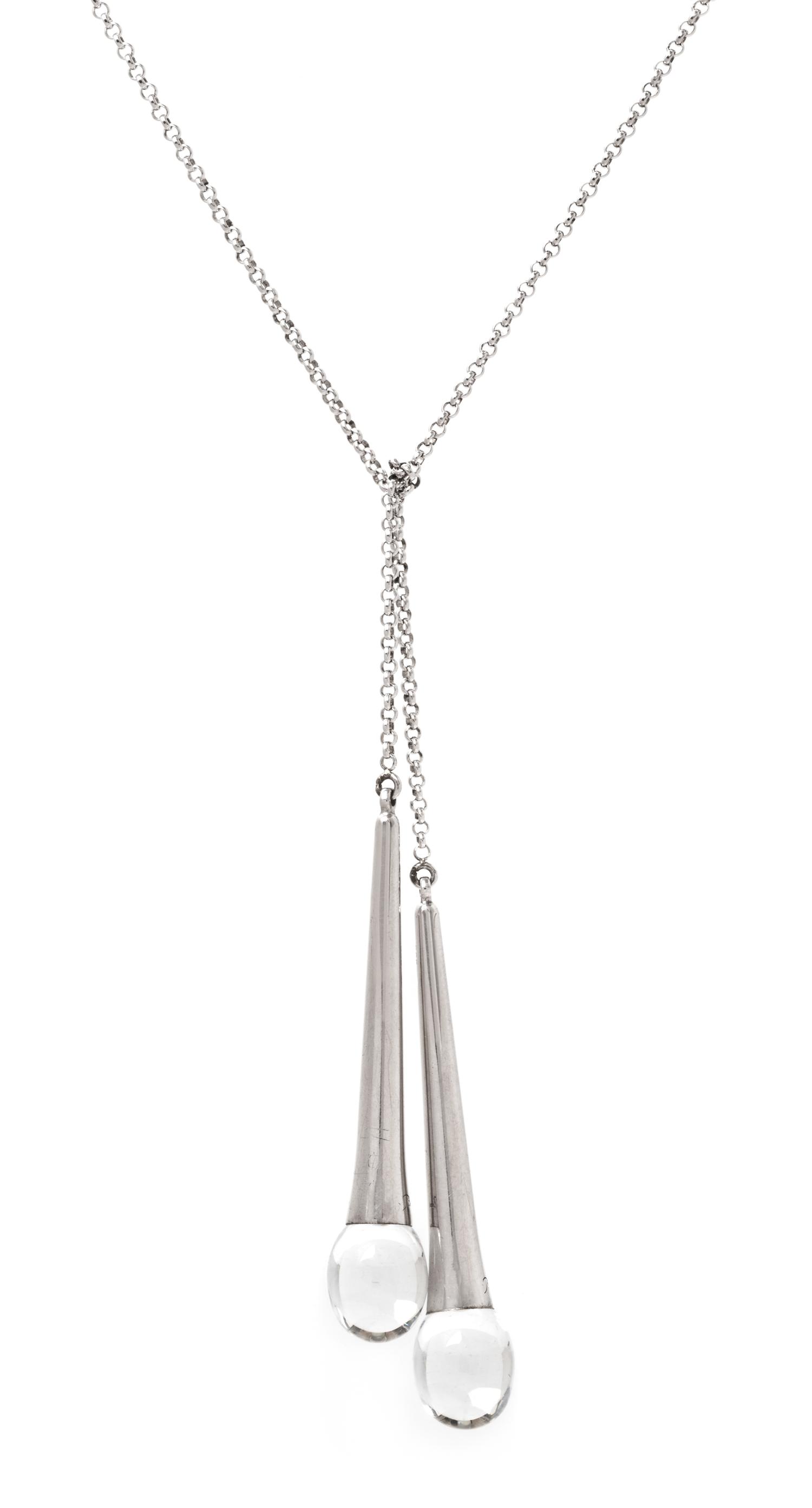 A Sterling Silver and Rock Crystal 'Tentation Duo' Lariat Necklace, Baccarat, 11.20 dwts.