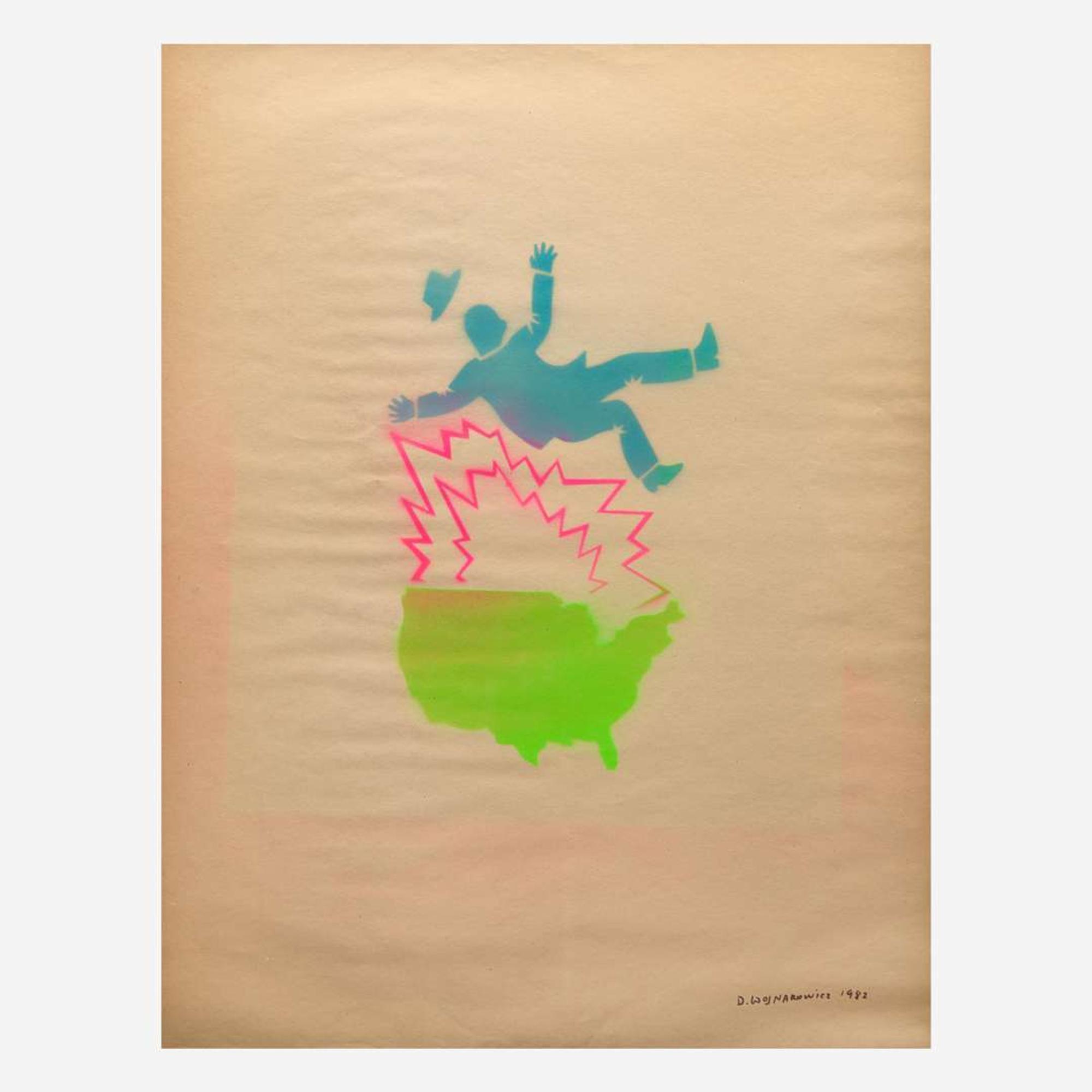 David Wojnarowicz (American, 1954-1992) Untitled (Falling Man and the Map of the USA)