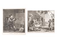 A pair of prints ( At the Easel ; The Invasion , Plate II, England)