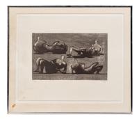 Four Reclining Figures with Architectural Background