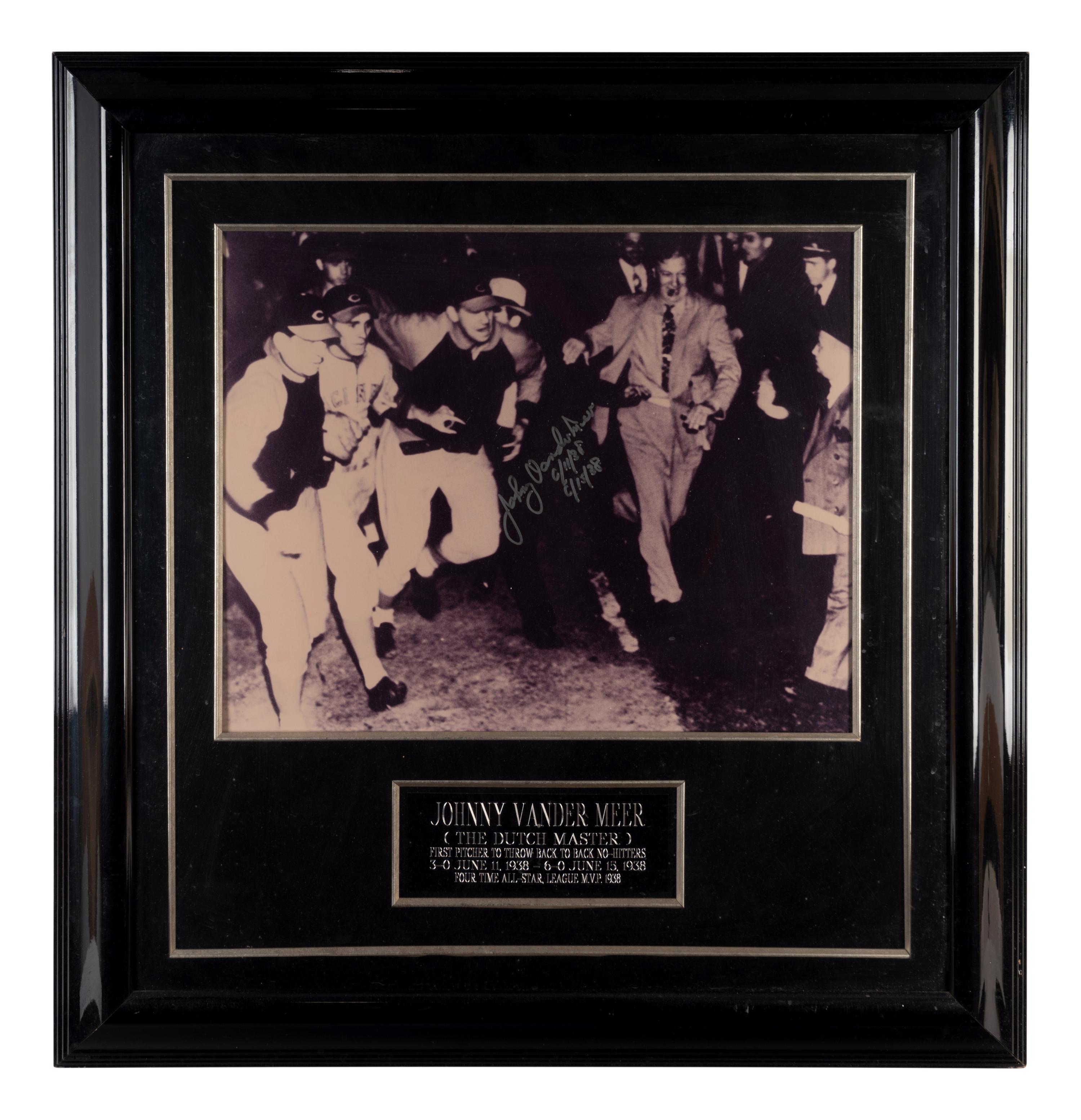 A Johnny Vander Meer Signed Autograph Back To Back No Hitters Display,