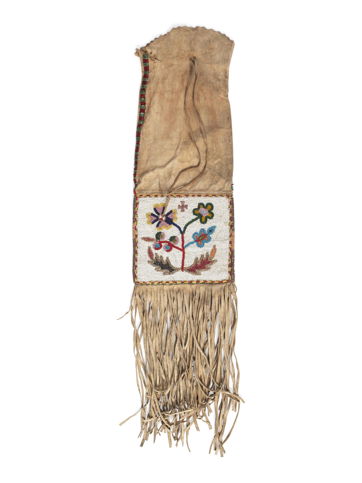 Cree Beaded Hide Tobacco Bag