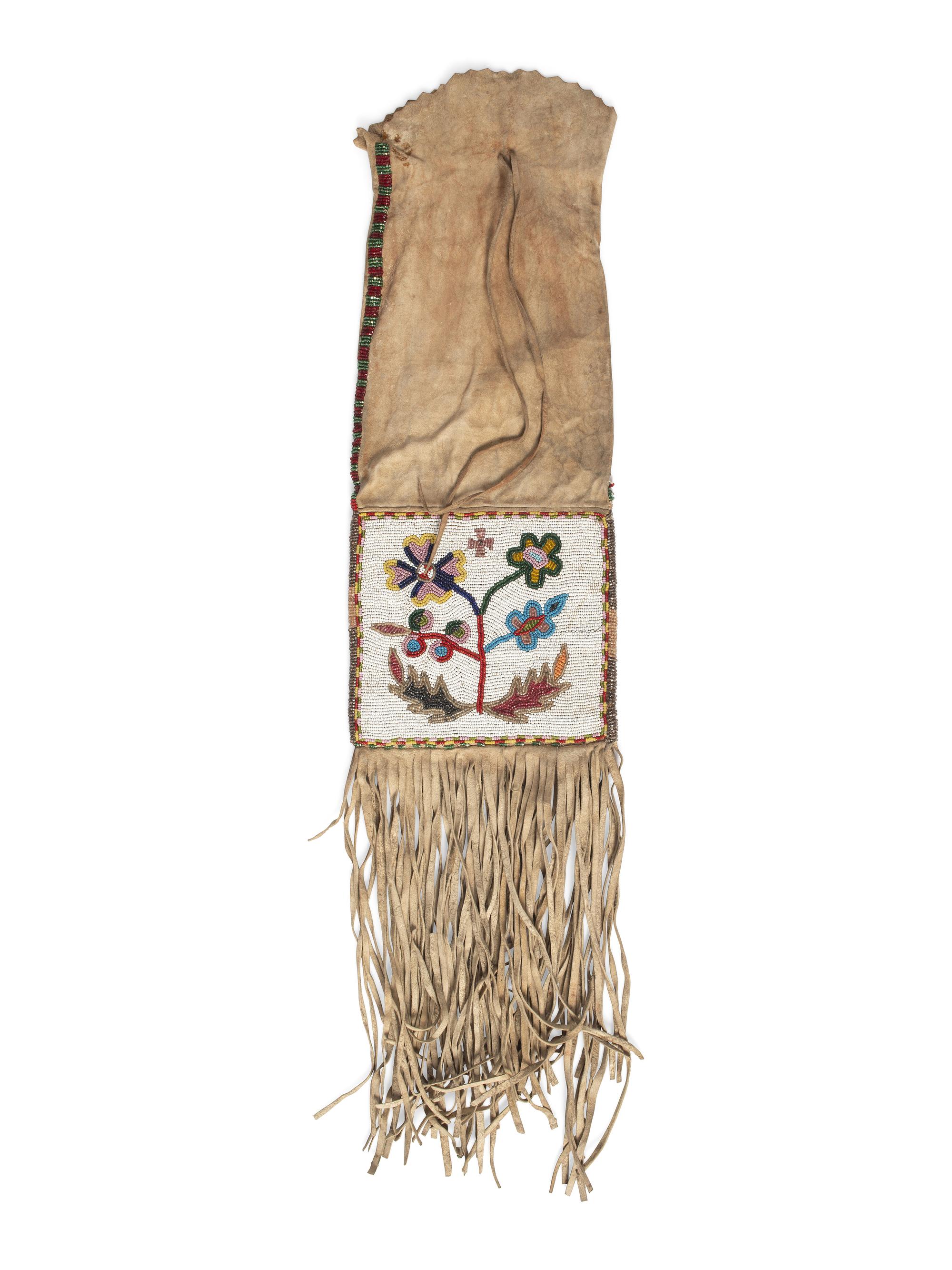 Cree Beaded Hide Tobacco Bag