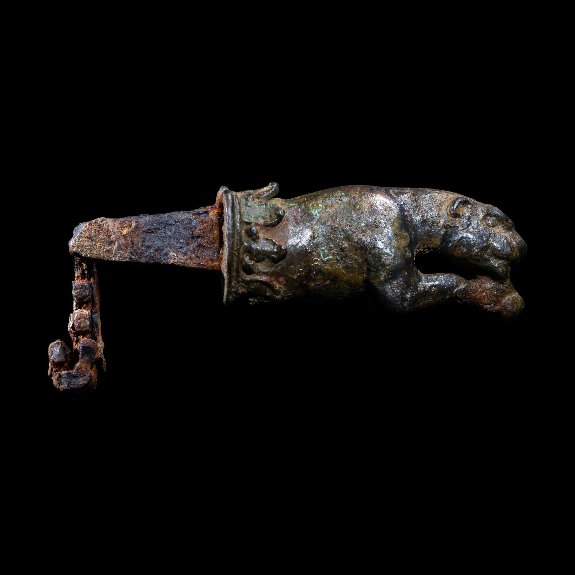 A Roman Bronze Key in the form of a Lion