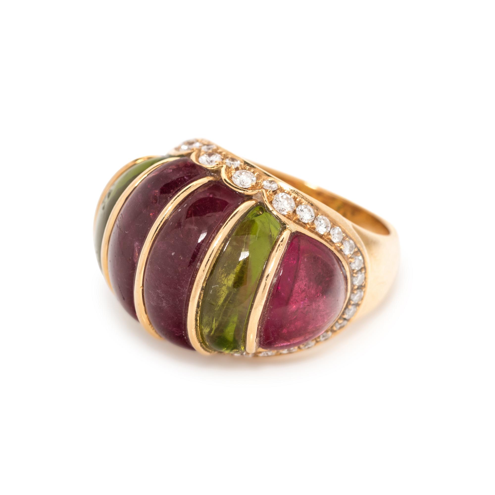 TOURMALINE AND DIAMOND BOMBE RING