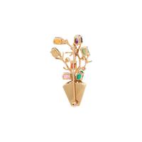 YELLOW GOLD AND MULTIGEM BROOCH