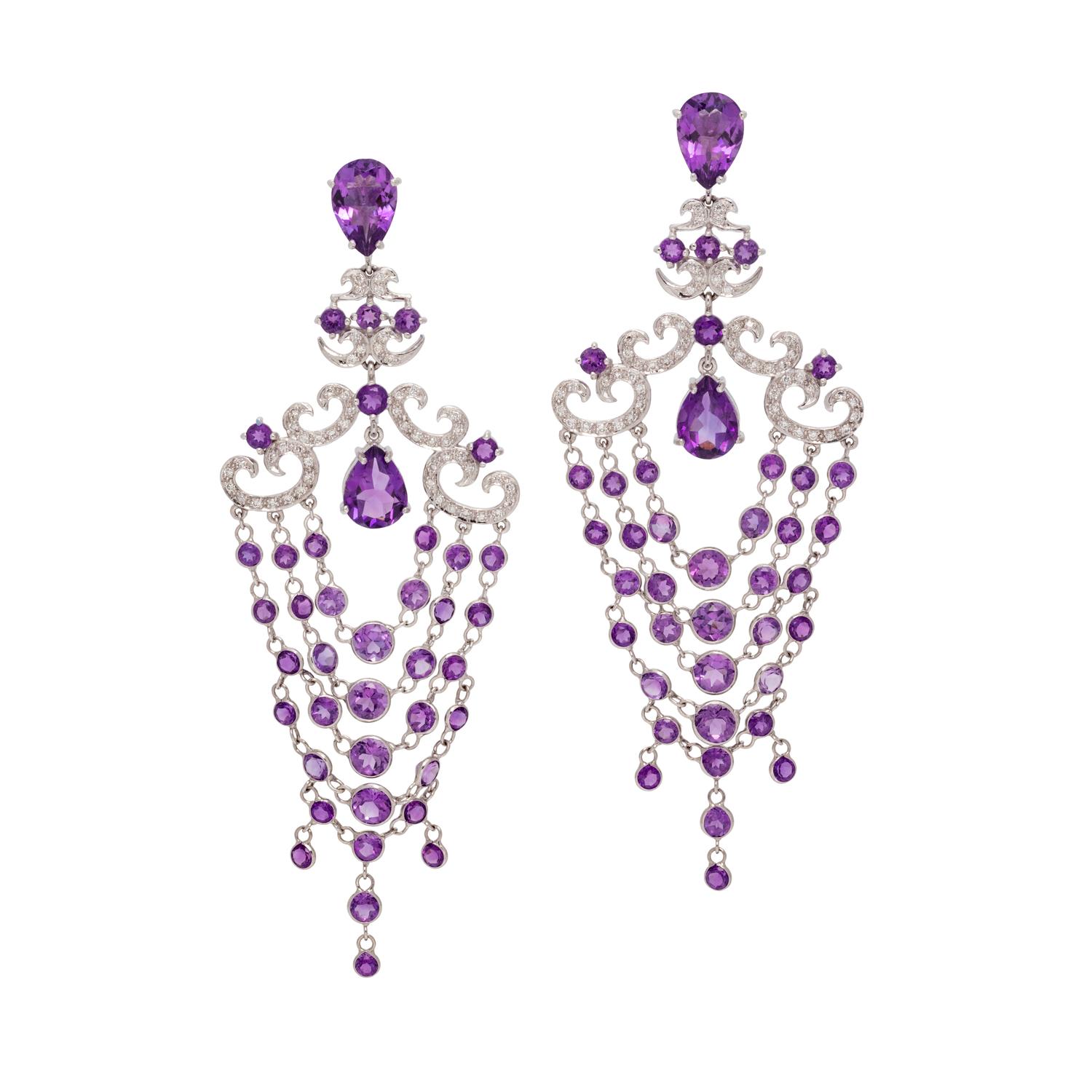 AMETHYST AND DIAMOND CHANDELIER EARRINGS